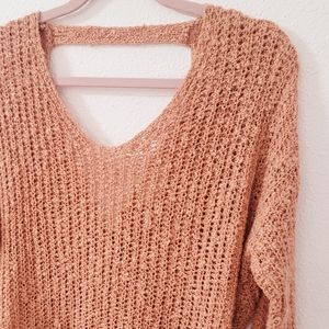 Dreamers Knit Knotted Open Back Top-Dusty Rose